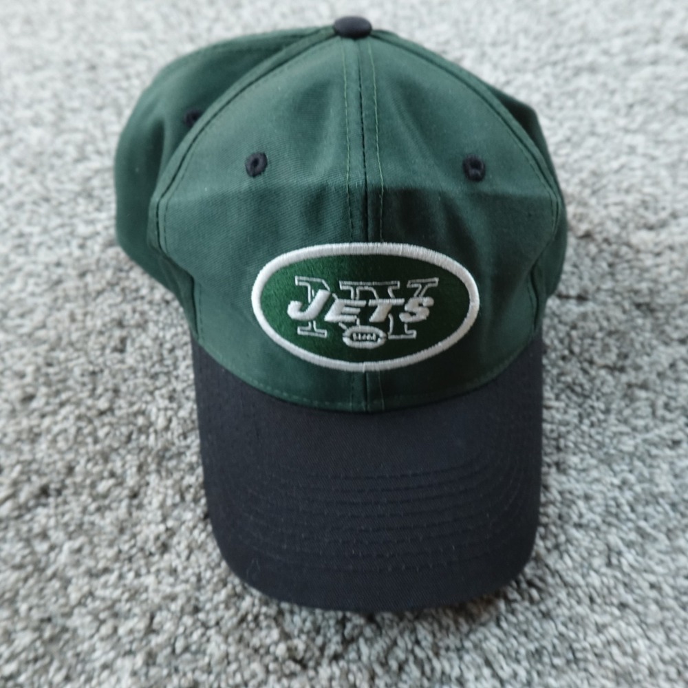 VTG New York Jets Hat Cap Adjustable Snap Back Green Black Football‎ Logo 7 Mens